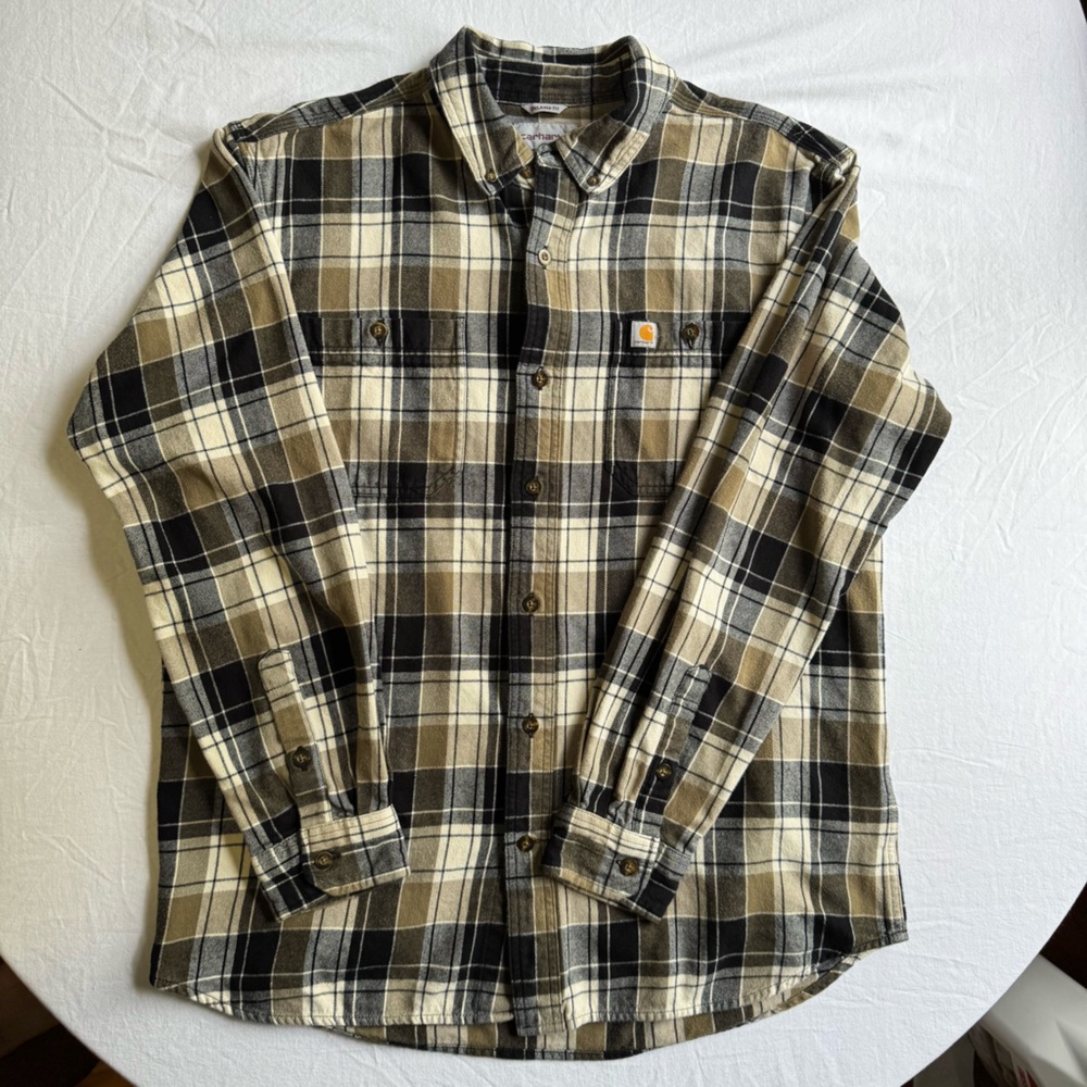 Carhartt Black and Tan Plaid Shirt